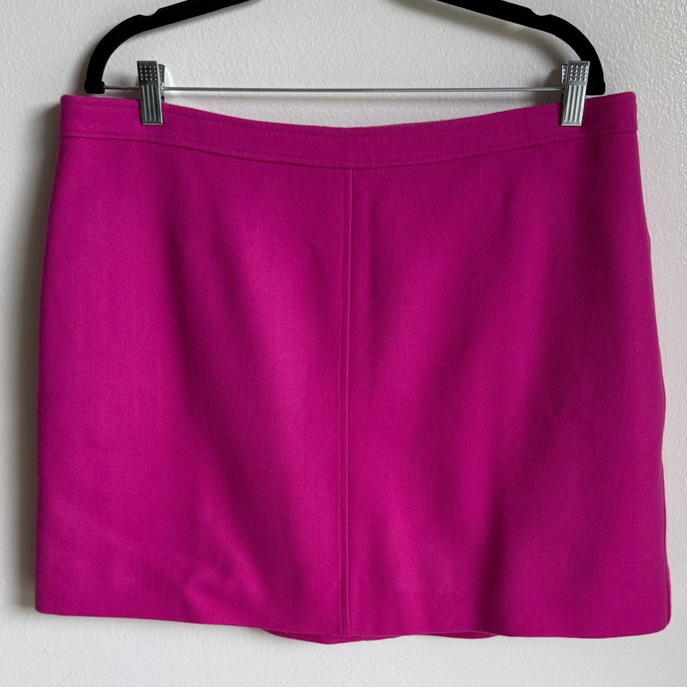 NWT J. Crew Bright Pink Natasha Skirt in Double-Serge 100% Wool, BM881, Size 16